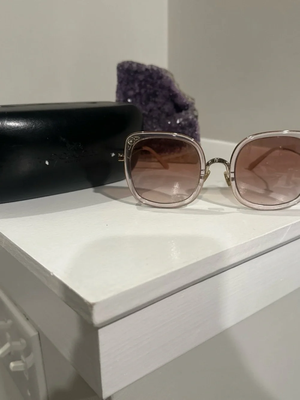 Coach Pink Gradient Square Sunglasses with Gold-Tone Bridge
